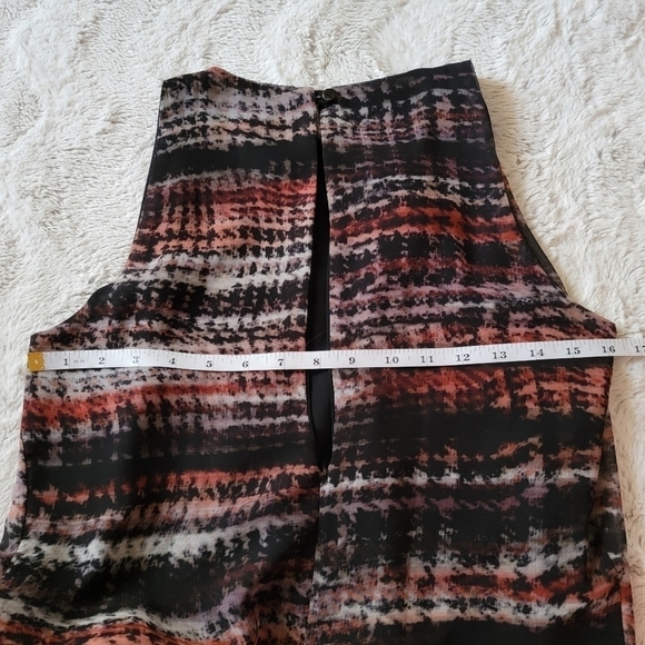 Miss Miss Sleeveless Wavy Plaid Floral Print Hem Crew Neck Dress Size M - Picture 14 of 16